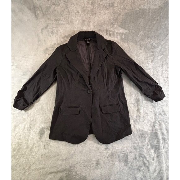 Soho Apparel LTD Jacket Women's Medium black blazer 3/4 Ruched sleeves - Picture 3 of 7